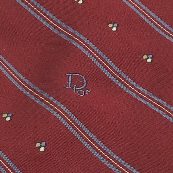 Christian Dior Red Pin Striped Tie - Picture 4 of 5